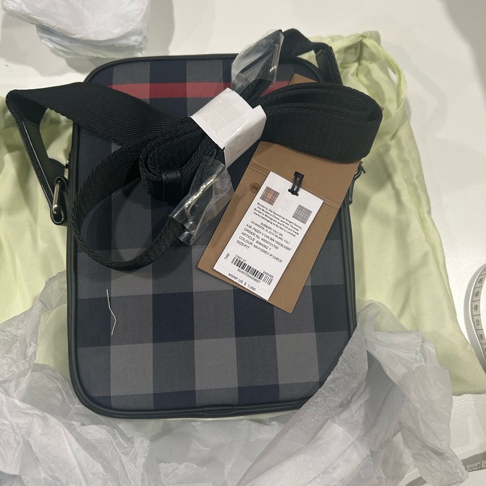Burberry Black and Gray Plaid Messenger Bag - Picture 3 of 8